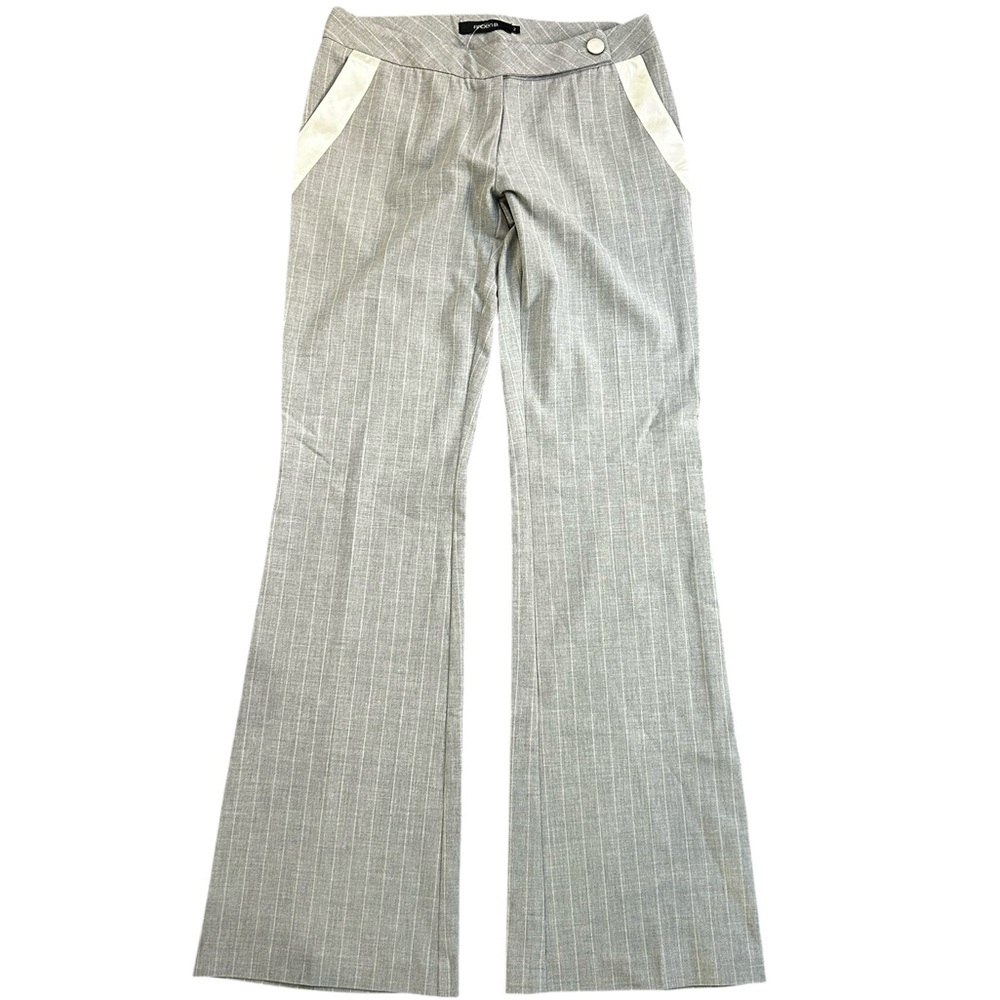 Ardene Light Gray Flare Pants with Cream Stripe Accents